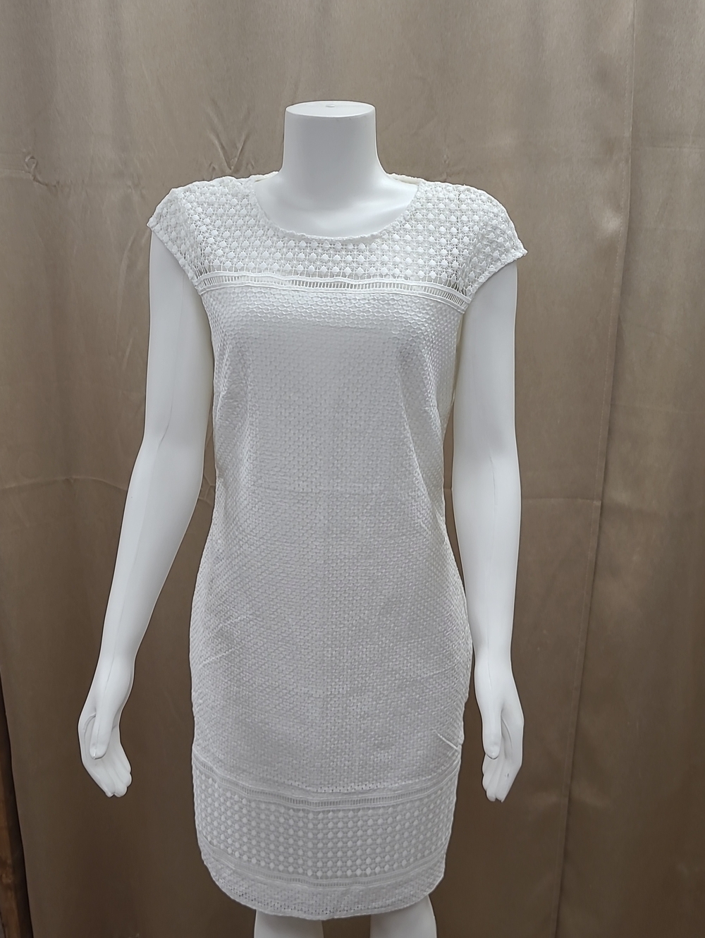 White Cap-Sleeve Shift Dress made in Macedonia